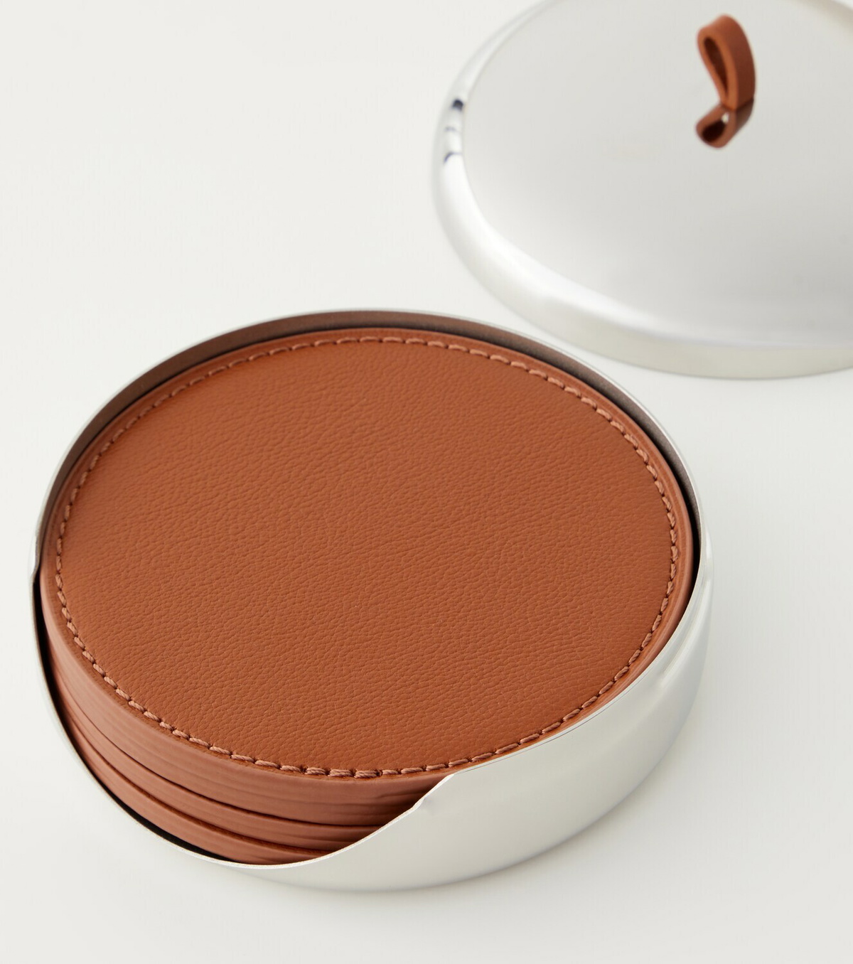 Georg Jensen Sky set of 4 leather coasters by Aurélien Barbry
