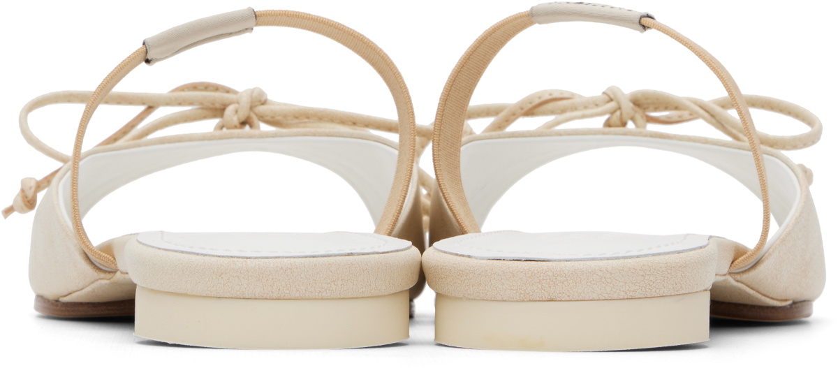MM6 Maison Margiela Off-White Bow-Detailed Leather Slingback Sandals