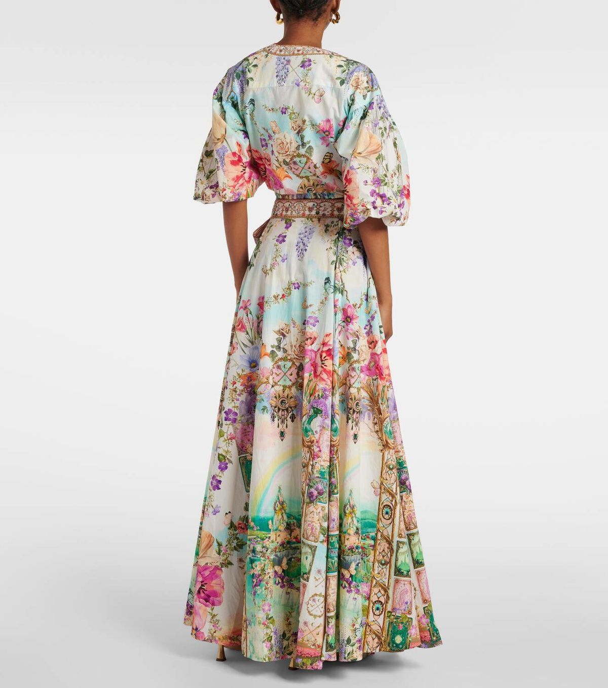 Camilla Printed cotton wrap skirt