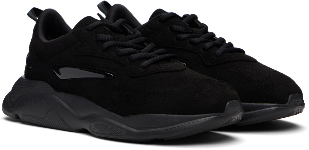 Hugo Black Logo Faux-Suede Sneakers Hugo Boss