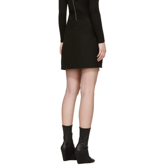 Anthony Vaccarello Black Asymmetric Plisse Miniskirt