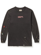 Gallery Dept. - Paint-Splattered Logo-Print Cotton-Jersey T-Shirt - Gray