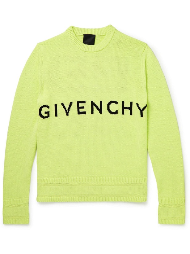 Photo: Givenchy - 4G Logo-Intarsia Cotton Sweater - Yellow