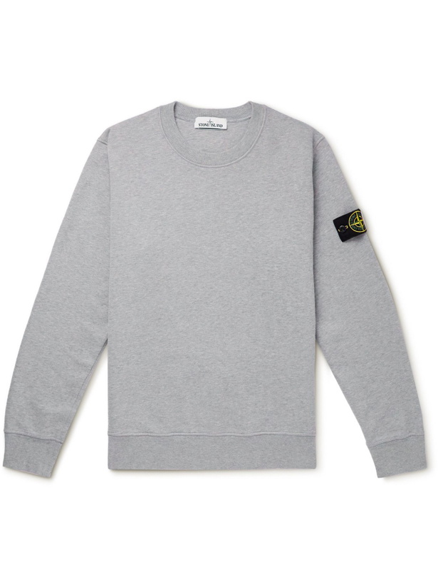 Photo: Stone Island - Logo-Appliquéd Cotton-Jersey Sweatshirt - Gray