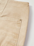 Greg Lauren - Wide-Leg Distressed Cotton-Canvas Drawstring Cargo Trousers - Brown