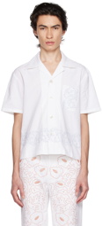 Bode White Zig-Zag Couching Shirt