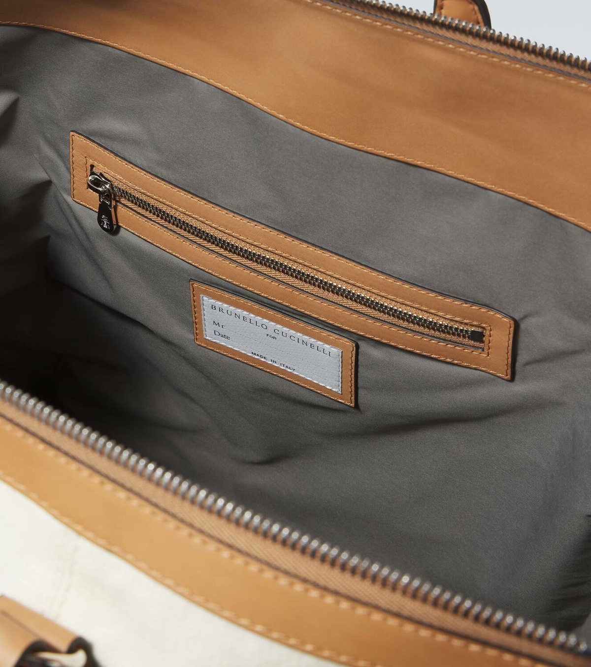 Brunello Cucinelli Leather-trimmed canvas duffel bag