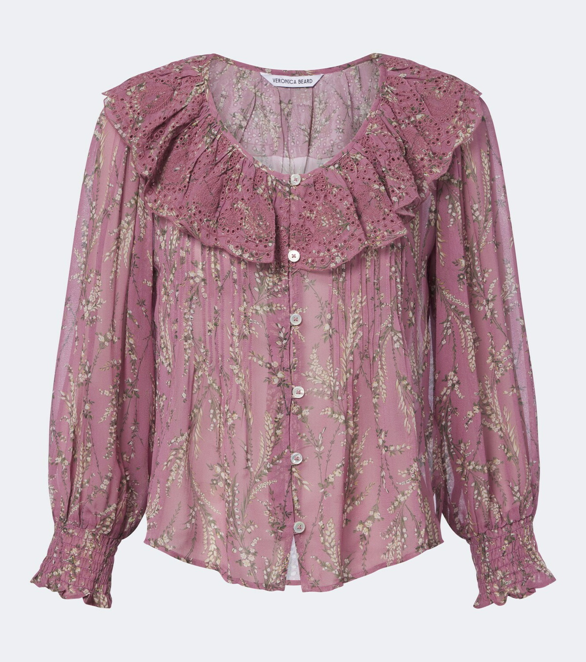 Veronica Beard Hewitts ruffled floral georgette blouse