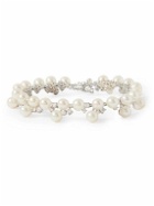 Hatton Labs - Silver, Pearl and Cubic Zirconia Tennis Bracelet - White