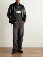 Golden Bear - Padded Full-Grain Leather Bomber Jacket - Black