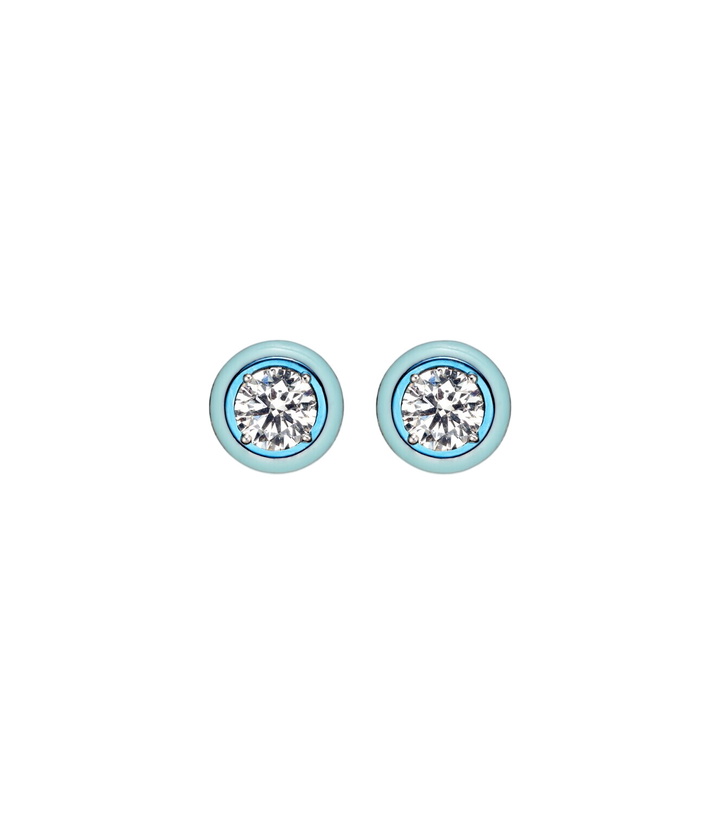 Photo: Kamyen Dottie 18kt white gold and enamel earrings with diamonds