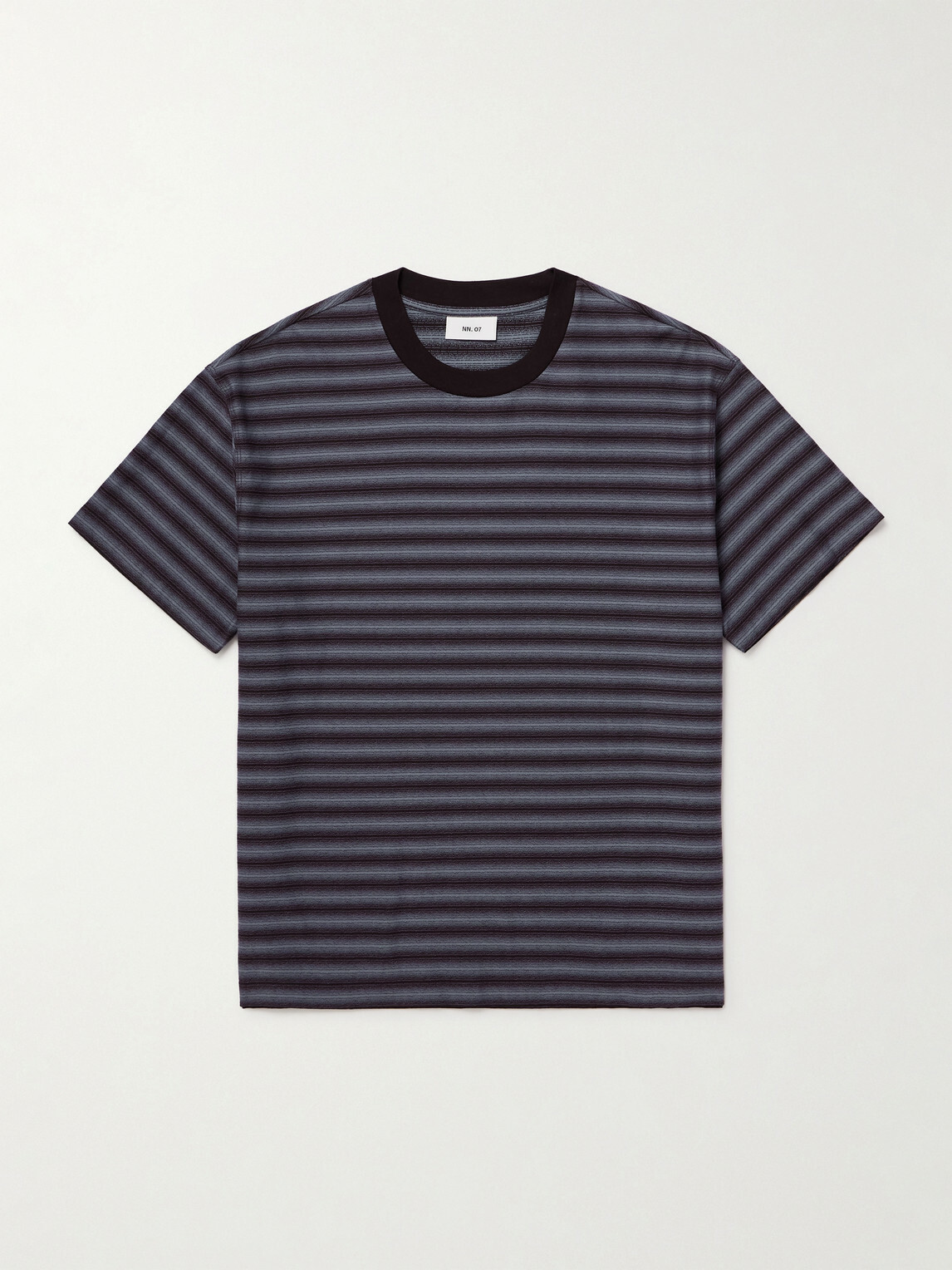NN07 - Lionel 30017 Striped Cotton-Jacquard T-Shirt - Blue