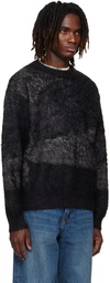 YOKE Black & Gray Abstract Jacquard Mohair Sweater