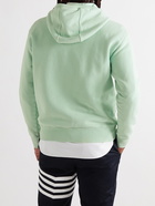 THOM BROWNE - Garment-Dyed Loopback Cotton-Jersey Hoodie - Green