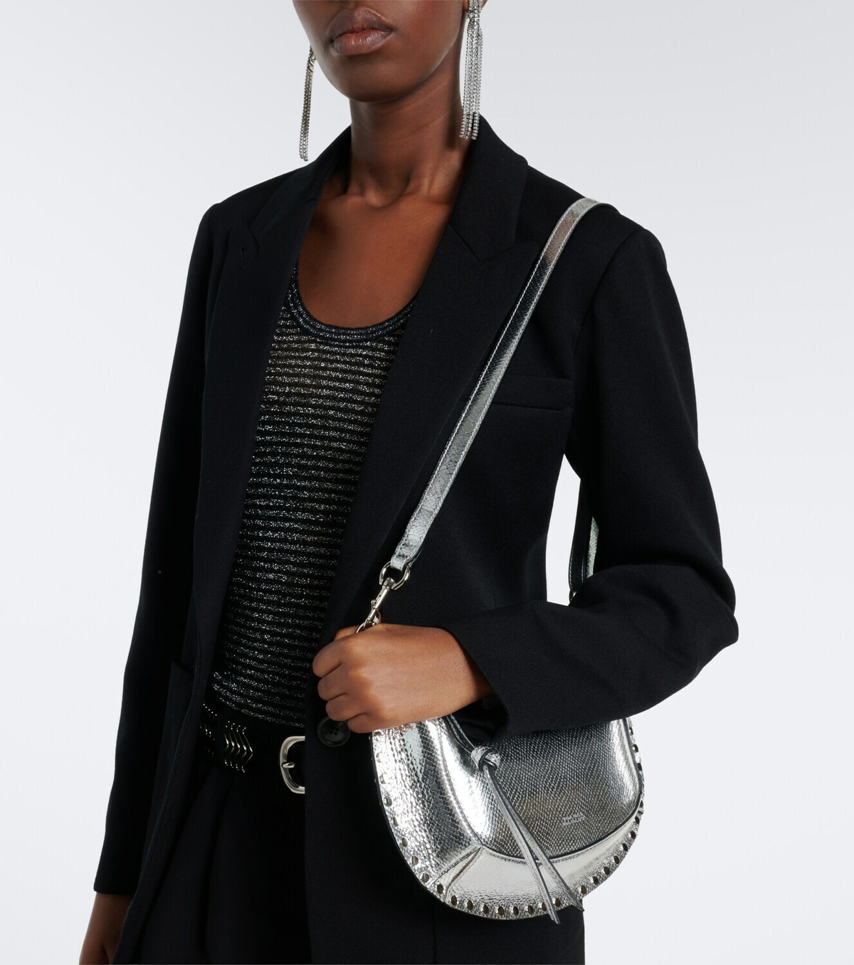 Isabel Marant Oskan Moon metallic leather shoulder bag