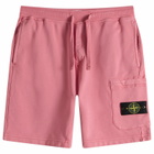 Stone Island Men's Organic Cotton Fleece Shorts in Geranium