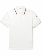 Moncler - Logo-Embossed Contrast-Tipped Cotton-Piqué Polo Shirt - White