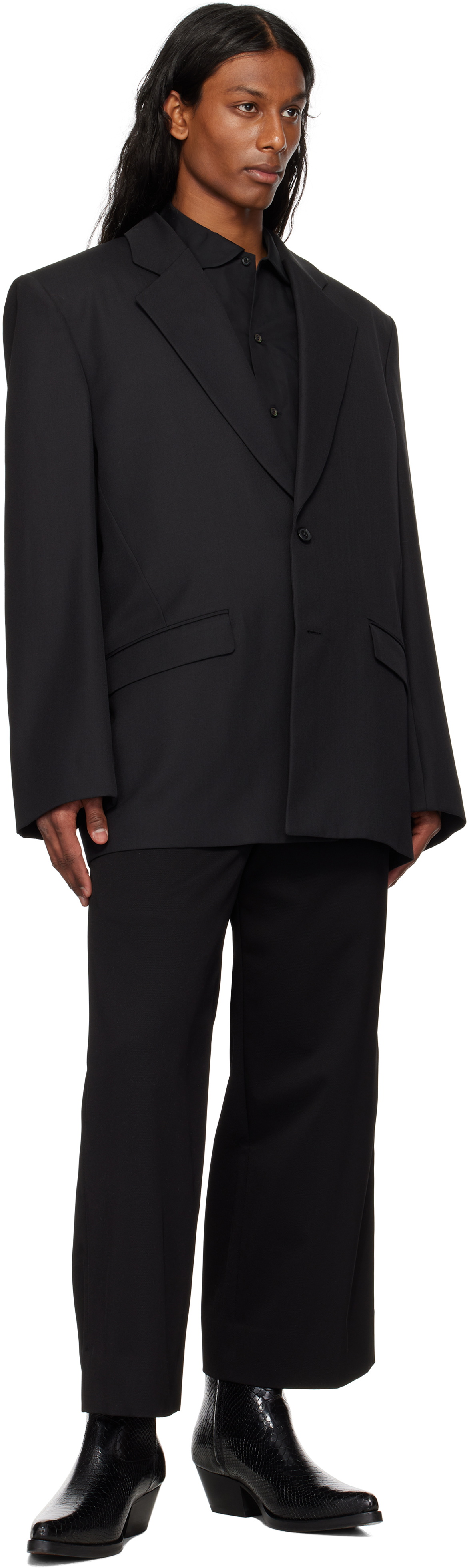 LGN Louis Gabriel Nouchi Black Single-Breasted Oversized Blazer