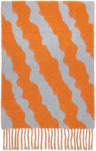 Marni Orange & Gray Striped Scarf