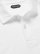 TOM FORD - Slim-Fit Logo-Embroidered Cotton-Piqué Polo Shirt - White