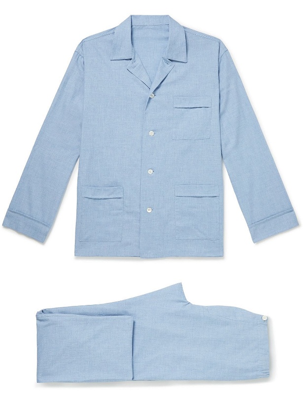 Photo: Anderson & Sheppard - Cotton and Cashmere-Blend Pyjama Set - Blue