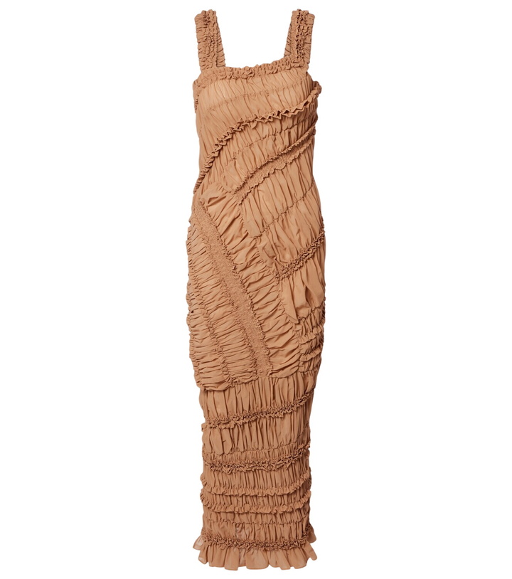 Photo: Magda Butrym Ruched ruffled cotton midi dress