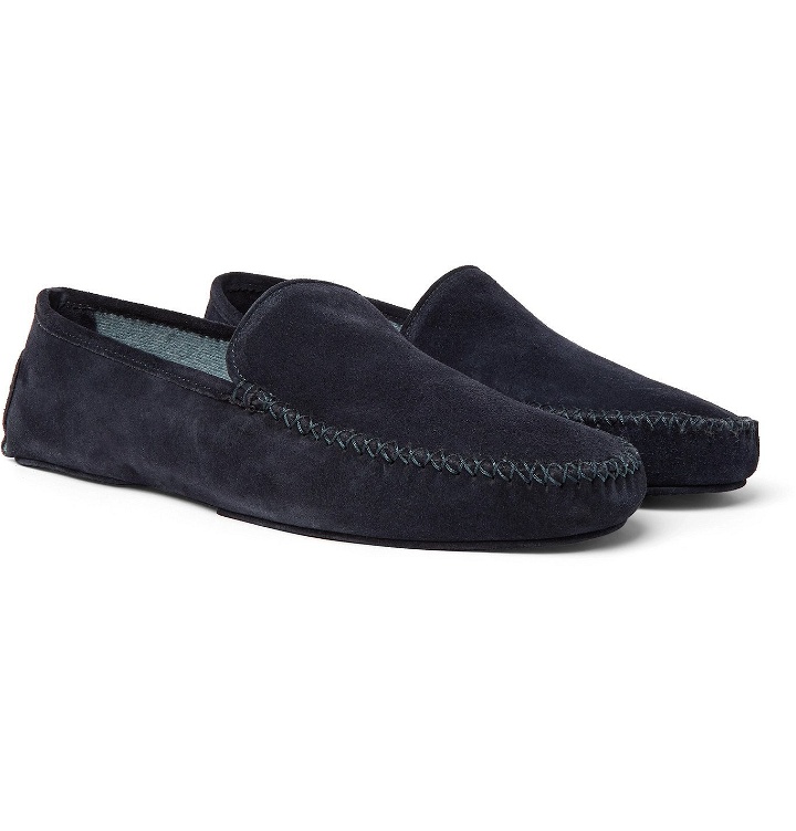 Photo: Thom Sweeney - Suede Slippers - Blue