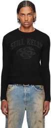 Still Kelly Black Crewneck Rib Sweater