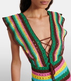 Anna Kosturova Striped crochet cotton minidress