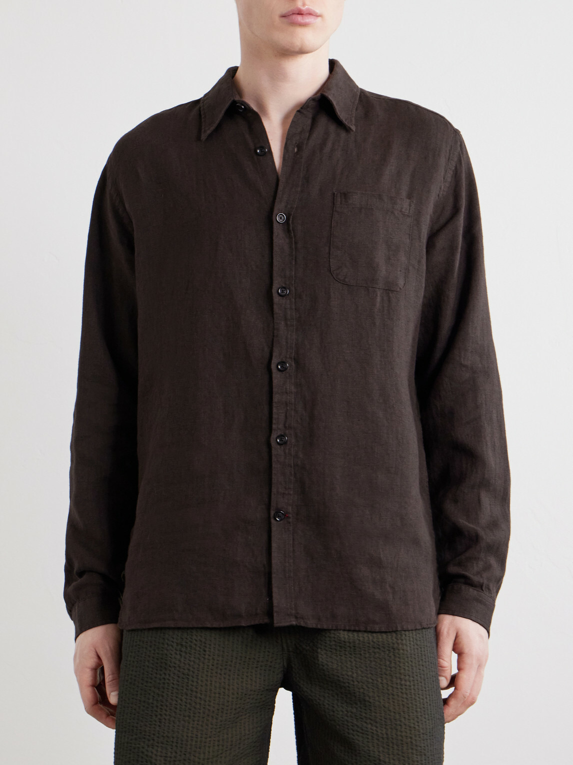 Oliver Spencer - New York Linen Shirt - Brown