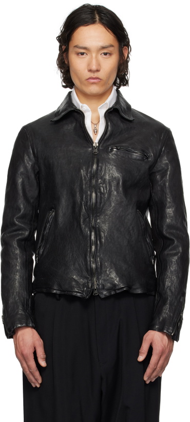 Photo: YOHJI YAMAMOTO Black Backlash Edition Calf Single Riders Leather Jacket