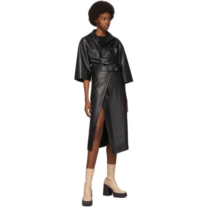 Simon Miller Black Faux-Leather Vega Mid-Length Skirt