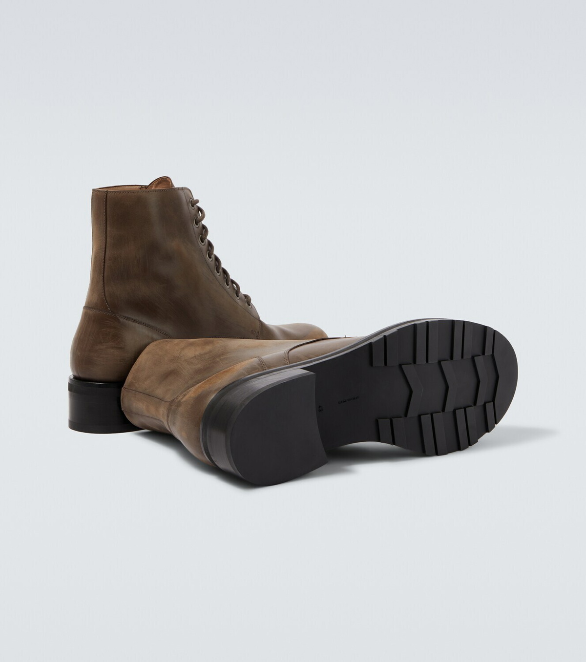 The Row Distressed leather combat boots