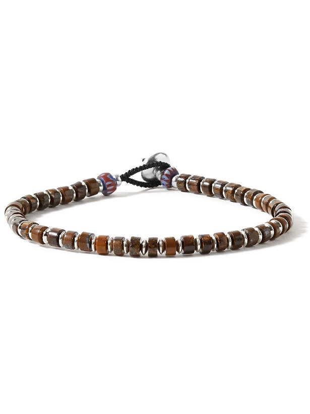 Photo: Mikia - Sterling Silver Tiger Iron Beaded Bracelet - Brown