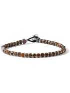 Mikia - Sterling Silver Tiger Iron Beaded Bracelet - Brown