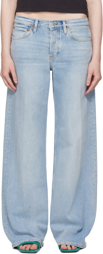 Photo: Re/Done Blue Comfort Mid Rise Wide Leg Jeans