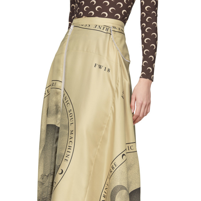 Marine Serre Beige Silk Moon Scarves Skirt Marine Serre