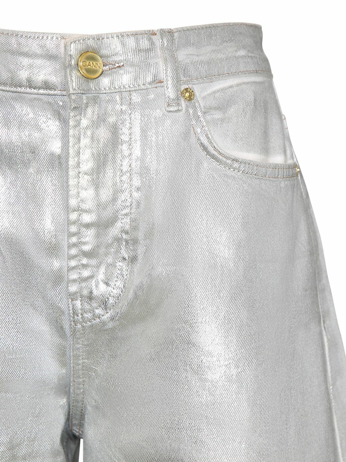 デニム・ジーパン Ganni FW25 FOIL DENIM (J18036986 006) GANNI Shimmery Foil Denim Stary (Washed Black/Black) – CNCPTS