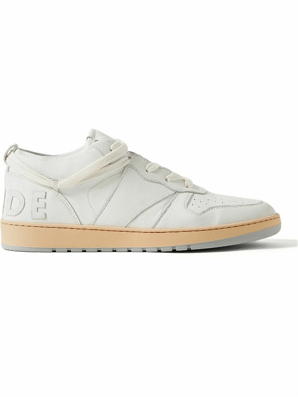 Photo: Rhude - Rhecess Distressed Leather Sneakers - White
