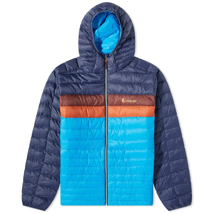 Photo: Cotopaxi Men's Fuego Down Hooded Jacket in Maritime/Saltwater