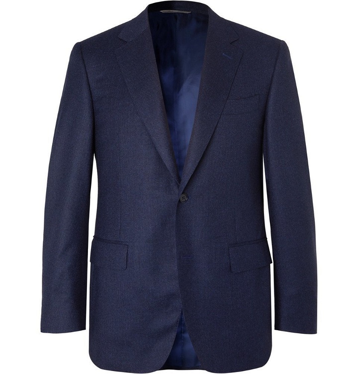 Photo: Canali - Navy Super 120s Micro-Checked Wool Suit Jacket - Navy