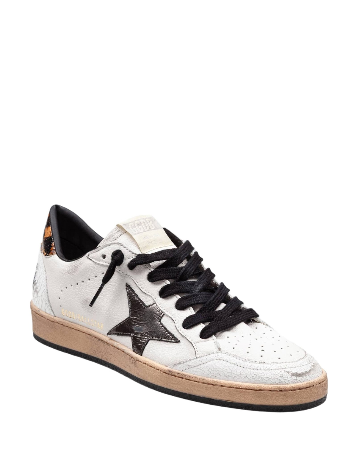Golden Goose Ballstar Leather Sneakers, White/grey