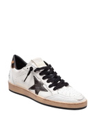 Golden Goose Ballstar Leather Sneakers, White/grey