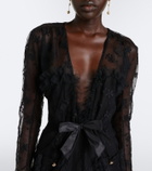 Alessandra Rich Bow-detail lace maxi dress