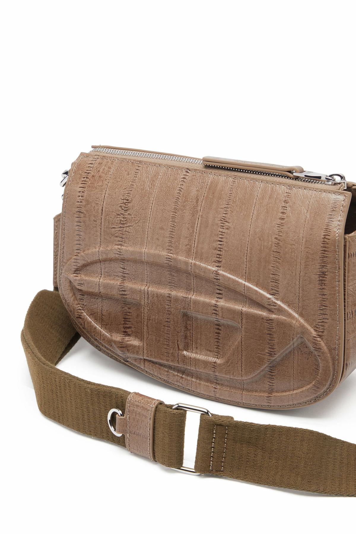 Diesel 1DR-Camera bag in eel-effect leather - Crossbody Bags Mens in Brown