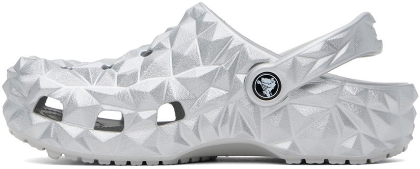 Crocs Silver Classic Metallic Geometric Clogs Crocs
