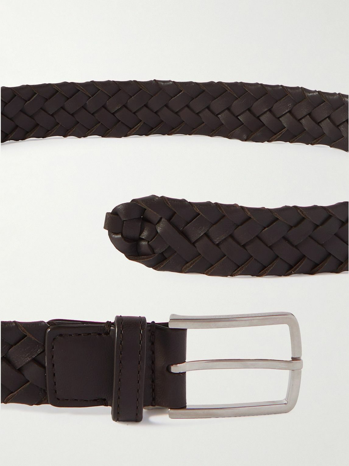 【関税&送料込】Bottega Veneta Dark Brown Leather Belt Italian Bottega Veneta Woven Intrecciato Brown Leather Belt