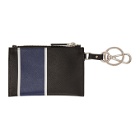 Prada Black and Blue Saffiano Zip Pouch Keychain