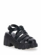 Melissa megan Black Sandals With Adjustable Buckle Closure And Cage Design In Tech Fabric Woman