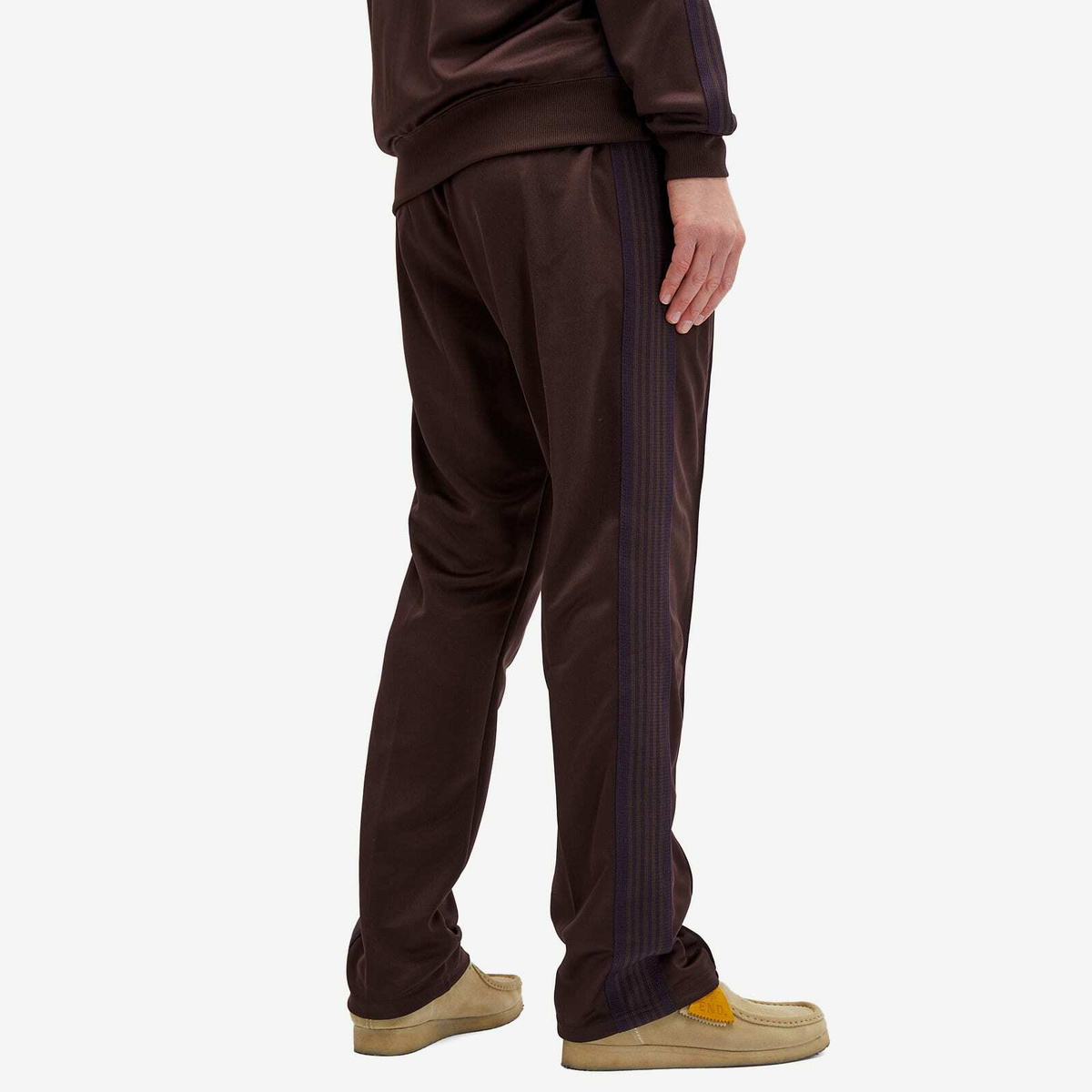 Needles Men's Poly Smooth Narrow Track Pant in Dark Brown